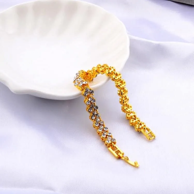 bracelet with artificial diamond inlaid glamorous female crystal (gold)