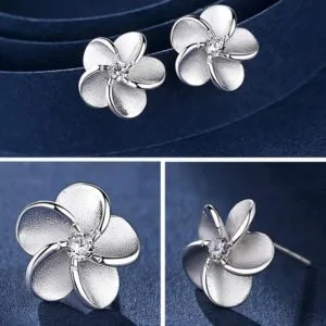 ladies simple personality temperament alice flower diamond crystal plum blossom stud earrings