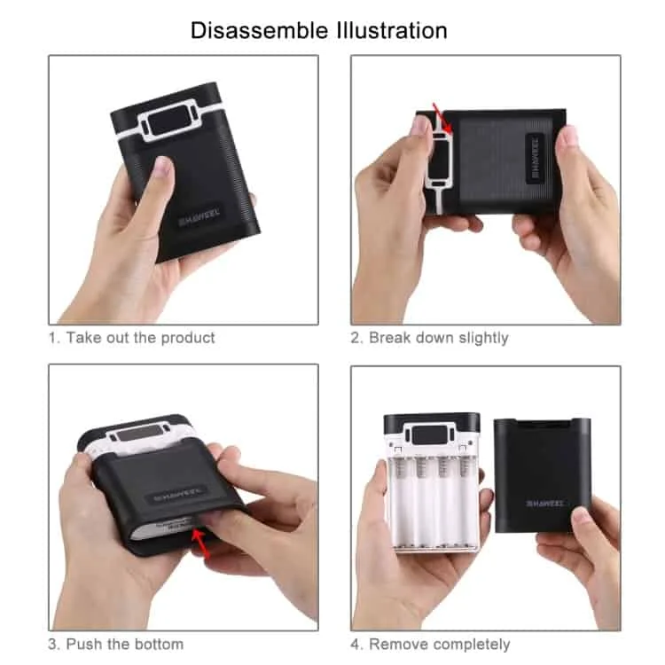 haweel diy 4x 18650 battery (not included) 10000mah power bank shell box with 2x usb output & display
