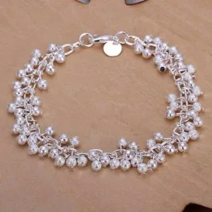 925 jewelry silver plated lobster buckle grape bracelet bangle