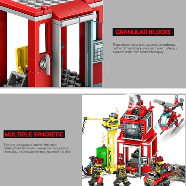 4 in 1 city fire series children diy enlightenment assembled building blocks educational intelligence toy