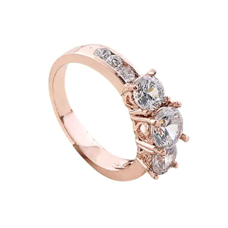 elegant romantic popular 18k gold plated shining zircon couple ring for men and women us size 6