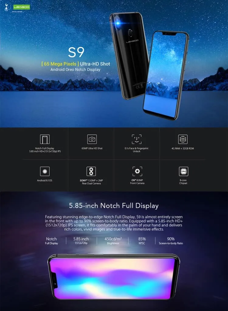 leagoo s9, 4gb+32gb (blue)