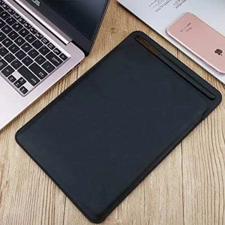 protective case for ipad pro 12.9 inch portable ultra slim leather bag with apple pencil stylus slot holder (red)