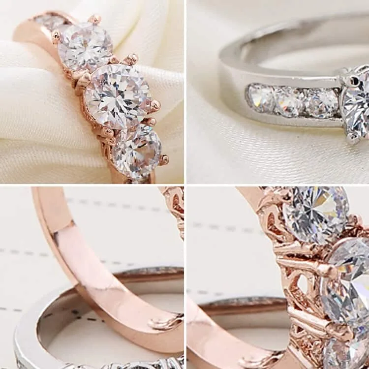 elegant romantic popular 18k gold plated shining zircon couple ring for men and women us size 6