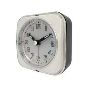 hometrends analog square alarm clock 2.8 in. w x 1.6 in. d x 3 in. h