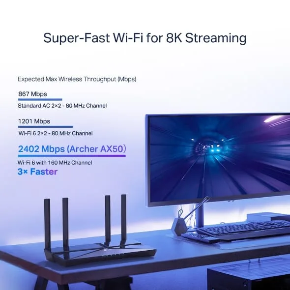 tp link archer ax50 ax3000 dual band gigabit wi fi 6 router