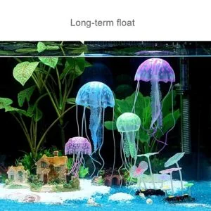 aquarium articles decoration silicone simulation fluorescent sucker jellyfish, size: 10*23cm (blue)