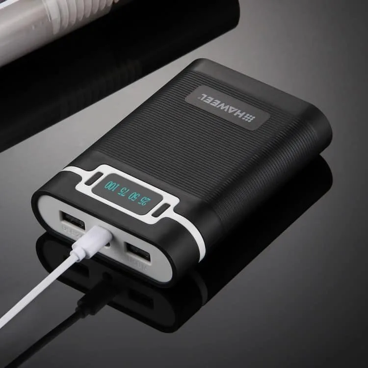 haweel diy 4x 18650 battery (not included) 10000mah power bank shell box with 2x usb output & display