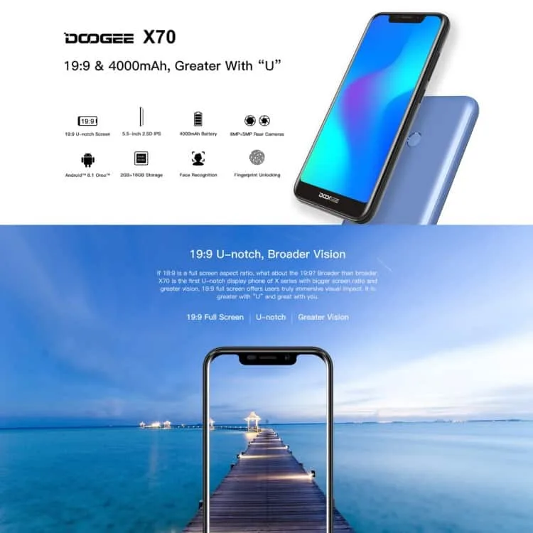 doogee x70 2gb 16gb (blue)