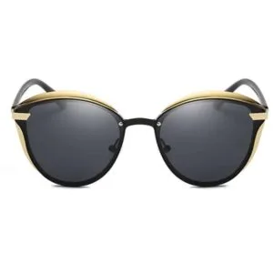 women fashion retro round metal frame uv400 polarized sunglasses (grey)