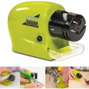 cordless electric knife sharpener with catch tray (green) from swifty sharp
