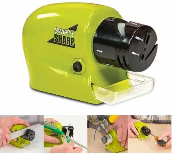 cordless electric knife sharpener with catch tray (green) from swifty sharp