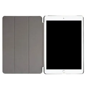 smart case for ipad pro 10.5 inch pu litchi texture 3 folding clear back cover with holder (black)