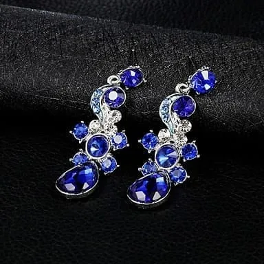 wreath necklace long earrings for ladies fashion prestige temperament rhinestone jewelry 2pcs set (blue)