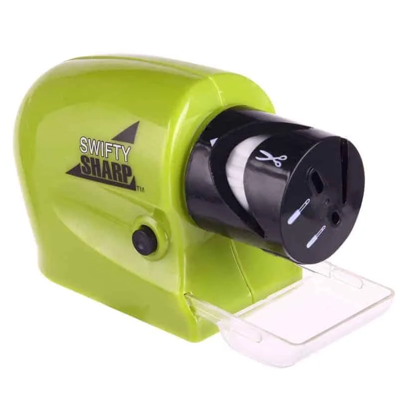 cordless electric knife sharpener with catch tray (green) from swifty sharp