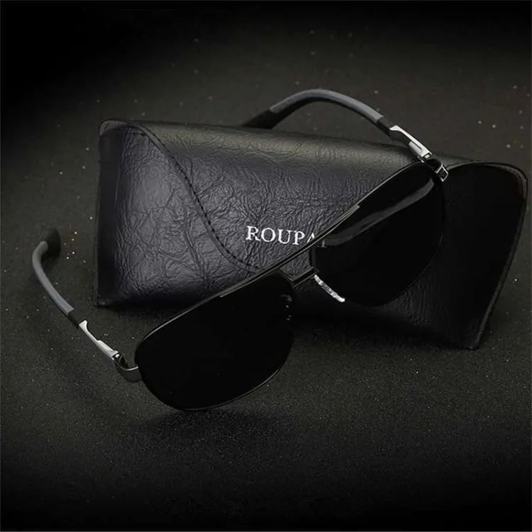 men fashion uv400 aluminium magnesium alloy frame polarized sunglasses (silver + blue)