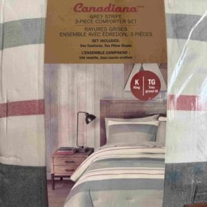canadiana grey stripe king comforter set 106" x 96"