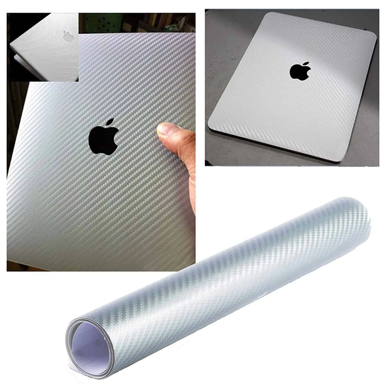 Carbon Fiber White 60″X72″ 3D Vinyl Film Wrap Sheet