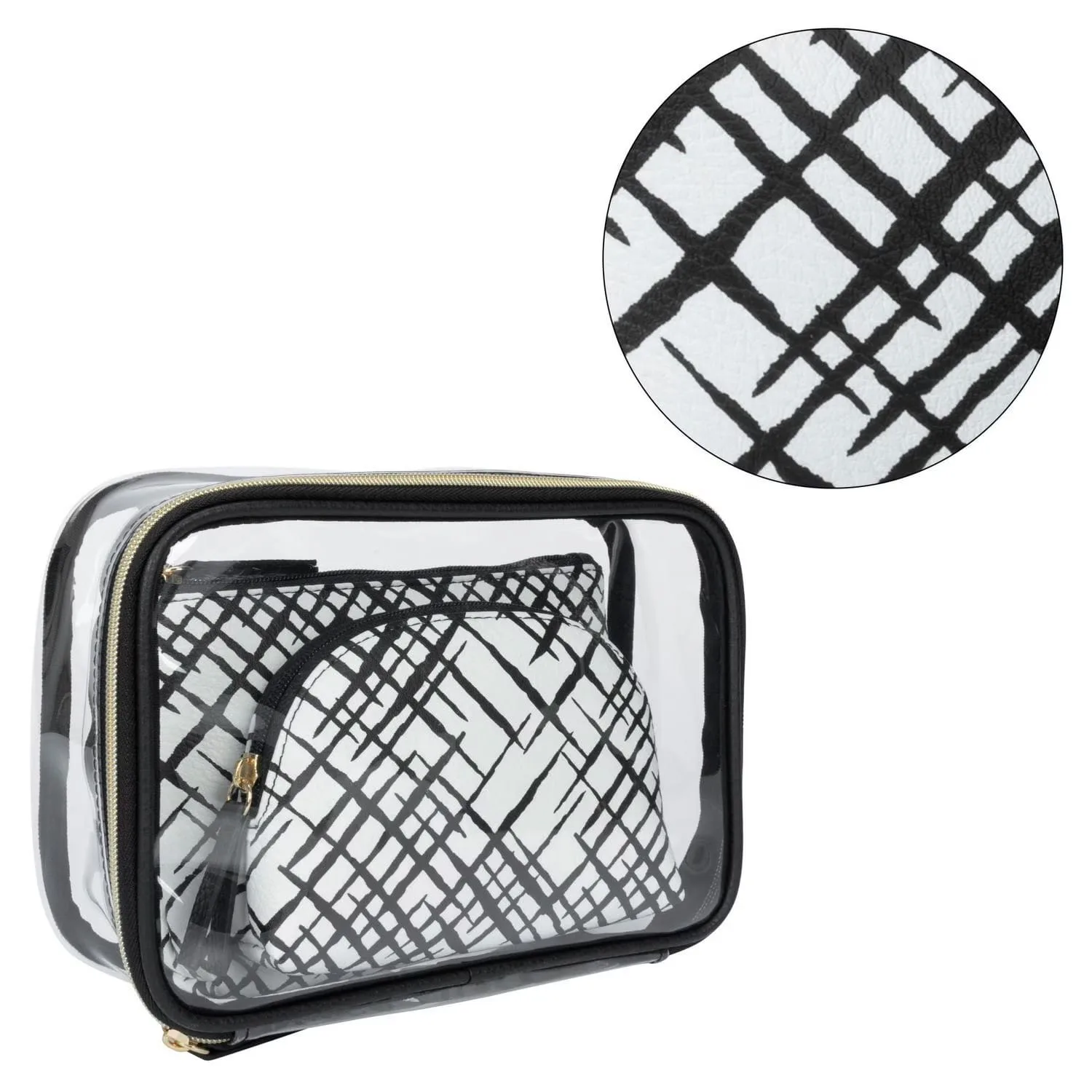 equate beauty cosmetic bag crosshatch 3pc set trendy organizer