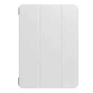 smart case for ipad pro 10.5 inch pu litchi texture 3 folding clear back cover with holder (white)
