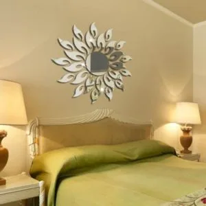 sunflower mirror wall sticker bedroom living room decoration wall stickers (silver)