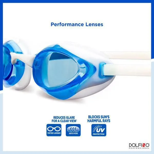 dolfino accel youth swim goggle blue/white, youth swim goggle blue