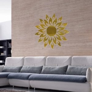 sunflower mirror wall sticker bedroom living room decoration wall stickers (gold)