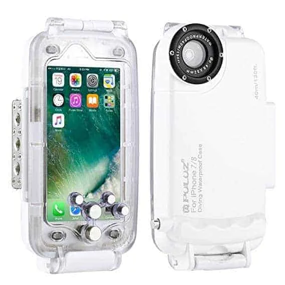 waterproof diving housing photo video taking underwater cover case for iphone 8 plus & 7 plus 40m/130ft (transparent) from puluz