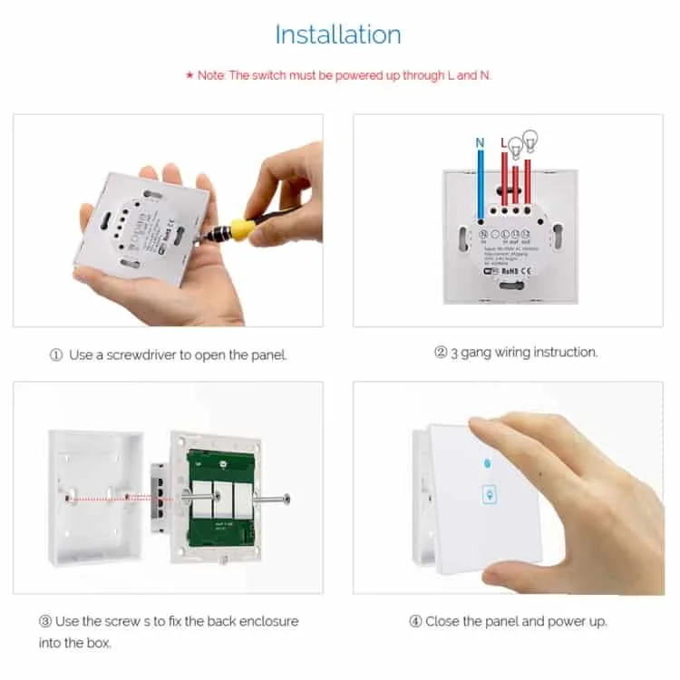 ws eu 03 ewelink app touch control 2a 3 gangs 3 ways tempered glass panel smart wall switch ac 90v 250v eu plug