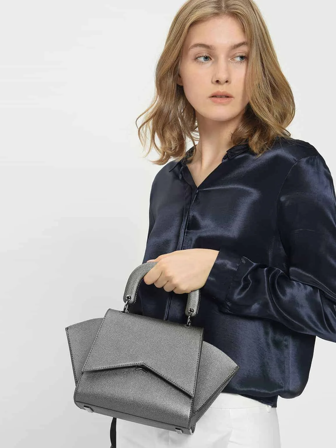 charles & keith geometric structured city bag