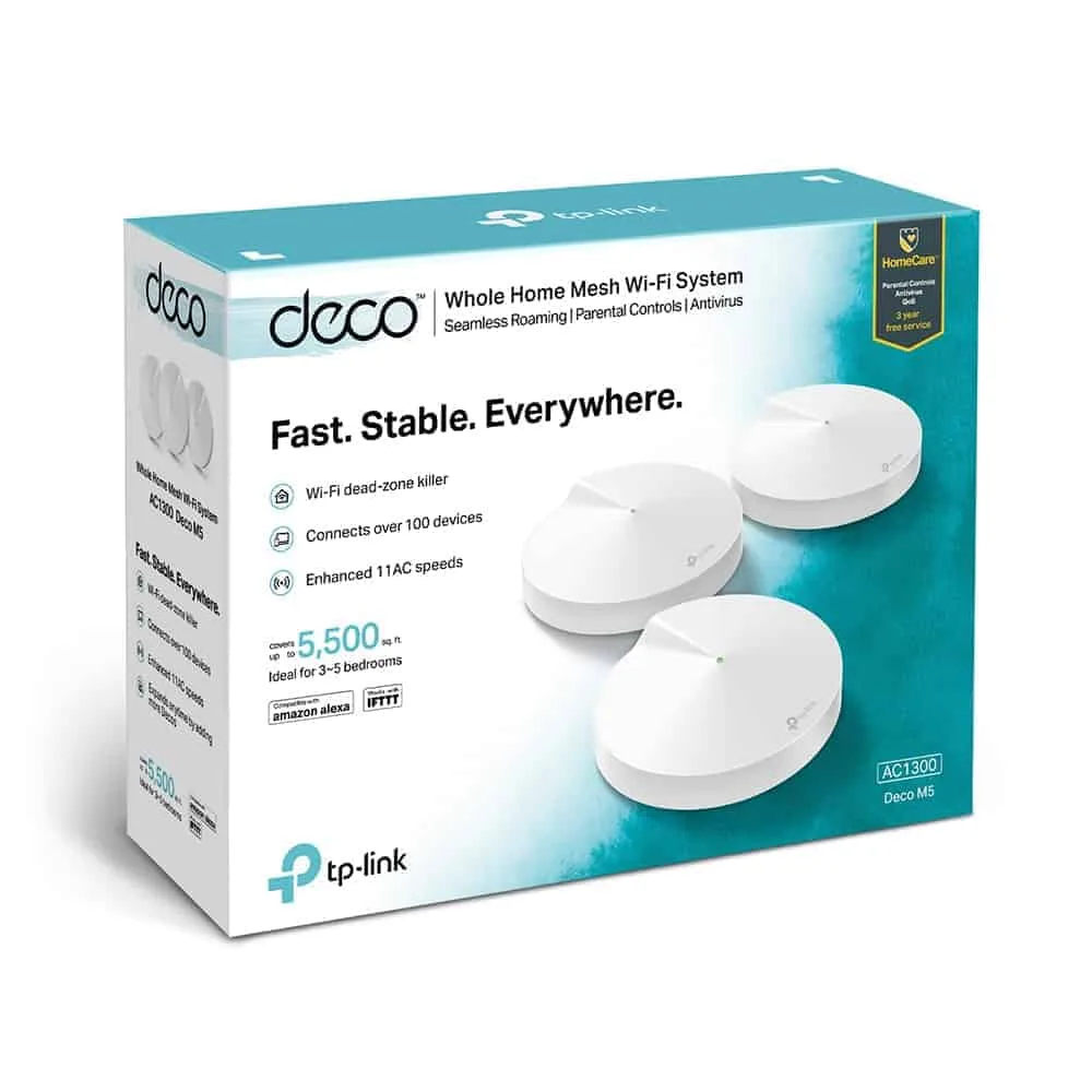 tp link ac1300 whole home mesh wi fi system deco m5 (3 pack)