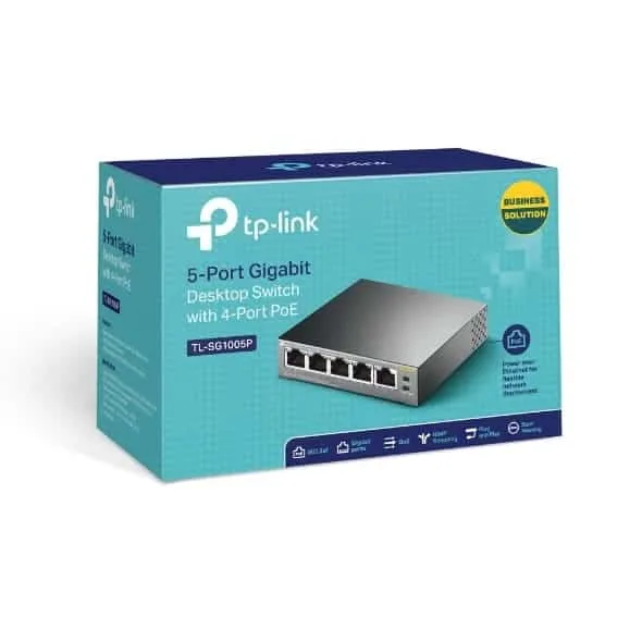 tp link 5 port gigabit desktop poe switch with 4 port tl sg1005p