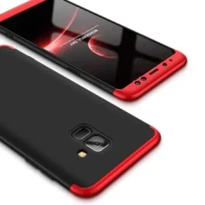 pc protective case back cover for galaxy s9+ three stage splicing 360 degree full coverage from gkk (black+red)
