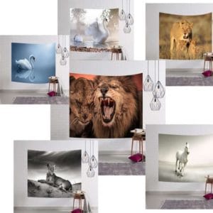 3d digital painting animal world wall hanging carpet beach towel multi function tapestry size 153*102cm sku 12330