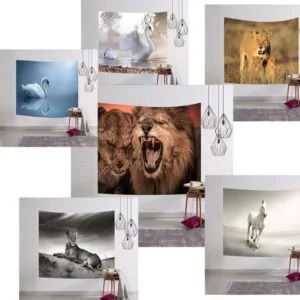3d digital painting animal world wall hanging carpet beach towel multi function tapestry size 153*102cm sku 12330