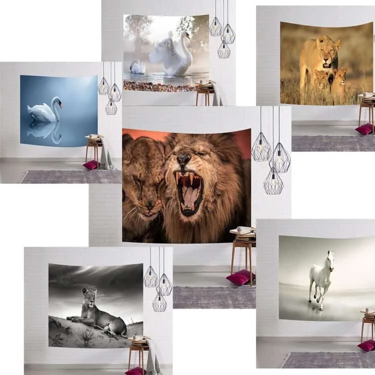 3d digital painting animal world wall hanging carpet beach towel multi function tapestry size 153*102cm sku 12330