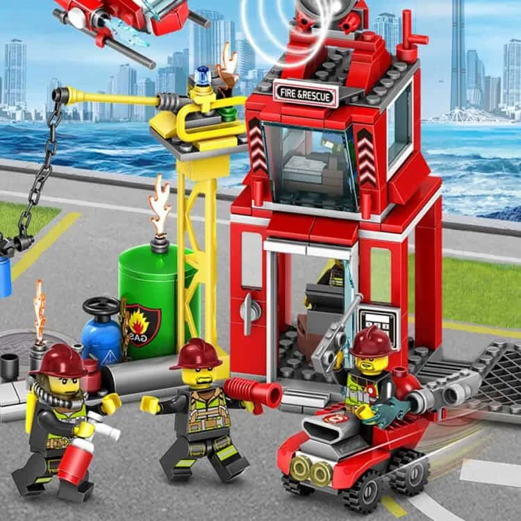 4 in 1 city fire series children diy enlightenment assembled building blocks educational intelligence toy