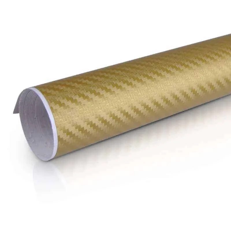 Gold Carbon Fiber Texture Vinyl Wrap Sticker Decal Film Sheet - 12"X60"