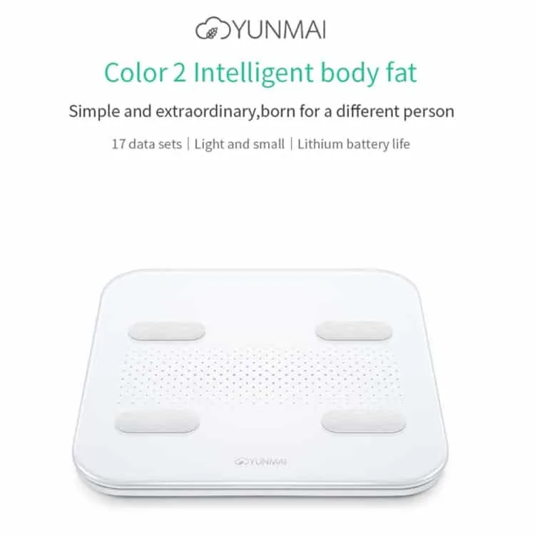 yunmai haoqing color 2 wireless bluetooth smart digital body fat scale health analyzer compatible with android and ios color white