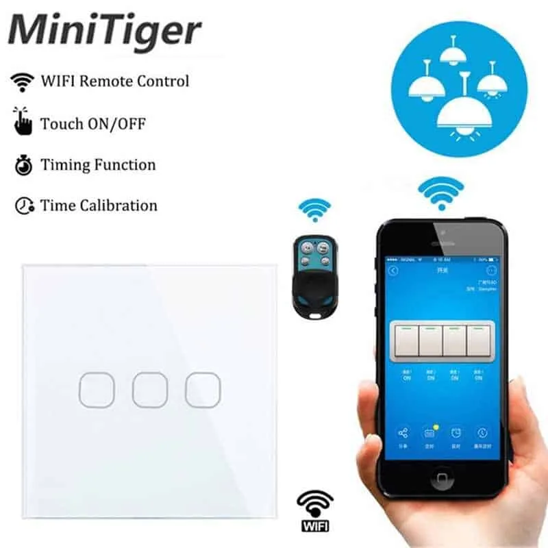 minitiger eu smart home wifi wall light touch switch 2 gang wifi/433 rf/app remote wifi light switch crystal glass panel color white minitiger eu smart home wifi wall light touch switch 2 gang wifi/433 rf/app remote wifi light switch crystal glass panel color white