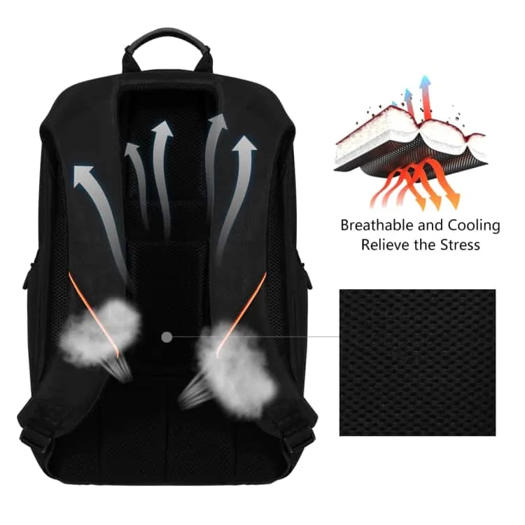 haweel multi function outdoor breathable comfortable casual backpack laptop bag with handle, external usb charging port & earphone port (black)