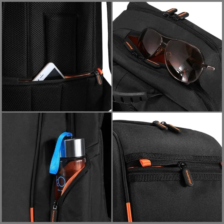haweel multi function outdoor breathable comfortable casual backpack laptop bag with handle, external usb charging port & earphone port (black)