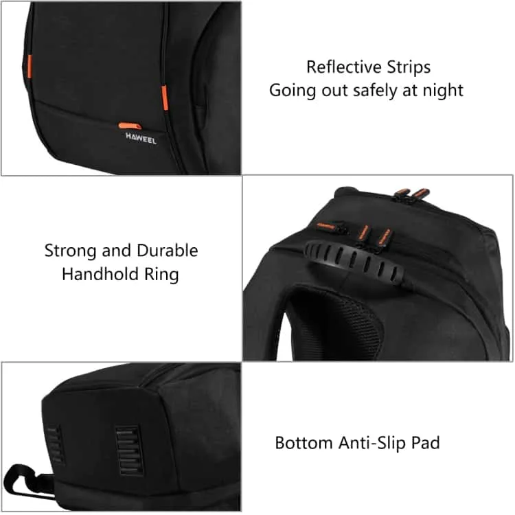 haweel multi function outdoor breathable comfortable casual backpack laptop bag with handle, external usb charging port & earphone port (black)