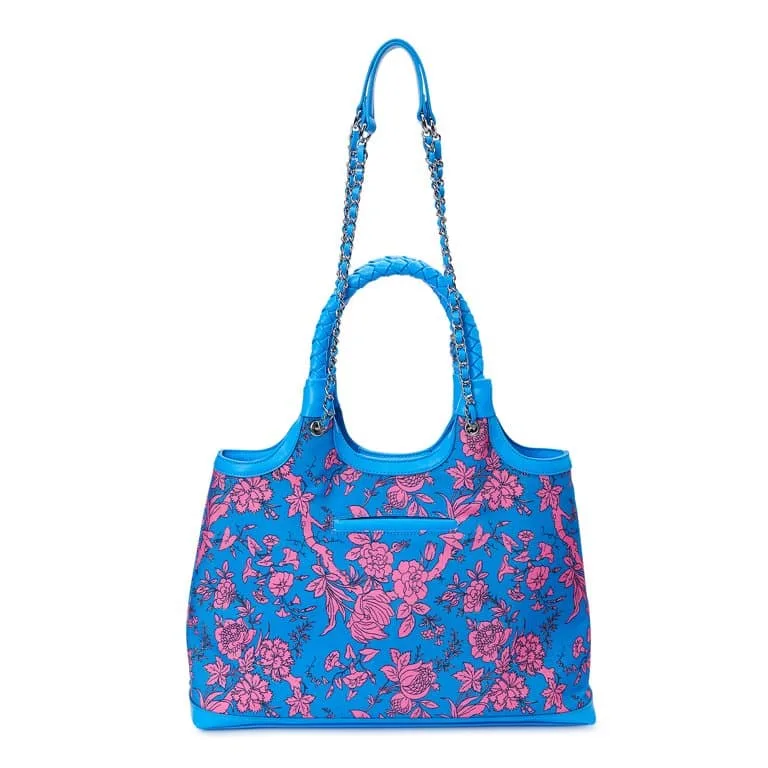 sam & libby carina women's medium canvas tote handbag pink and blue
