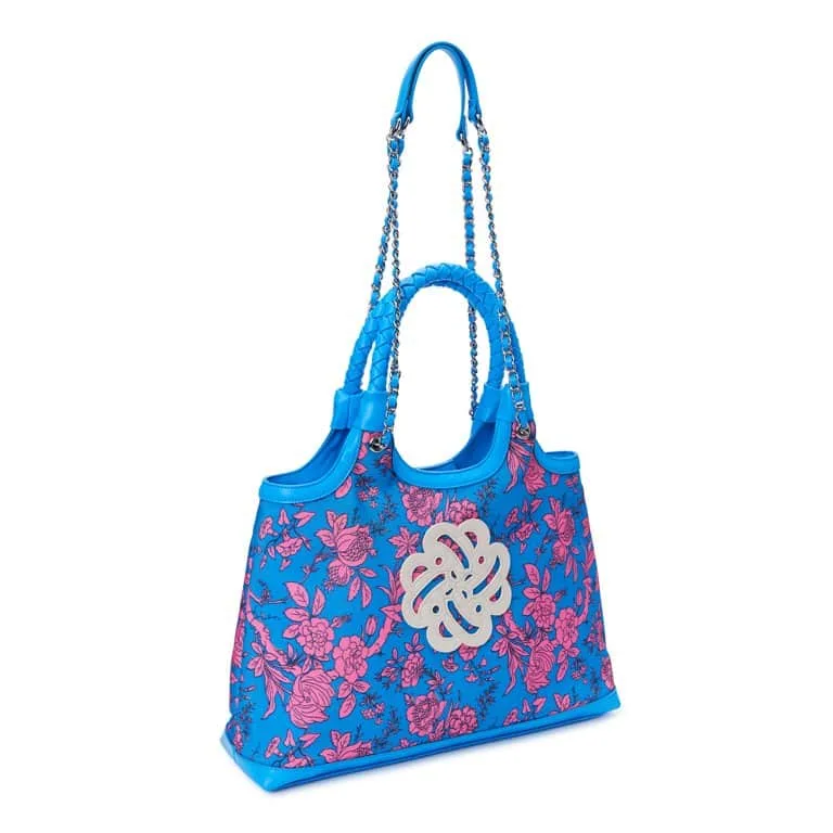 sam & libby carina women's medium canvas tote handbag pink and blue