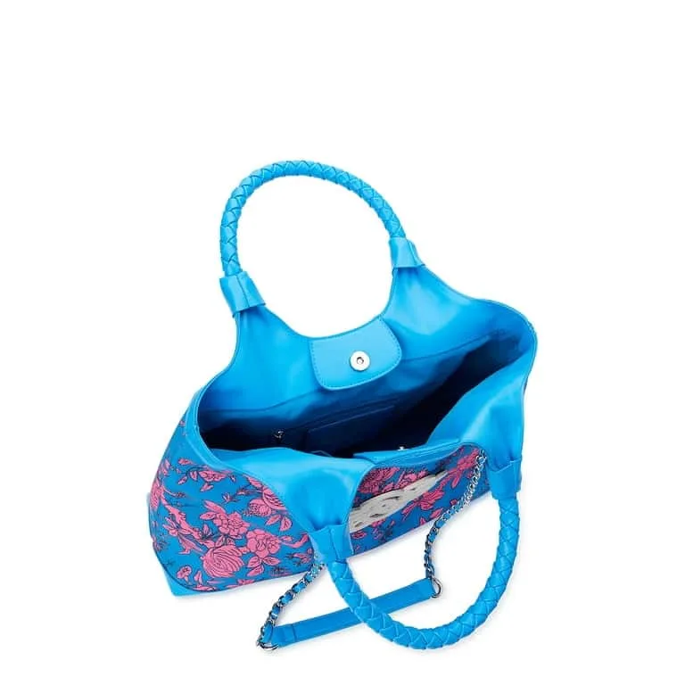 sam & libby carina women's medium canvas tote handbag pink and blue