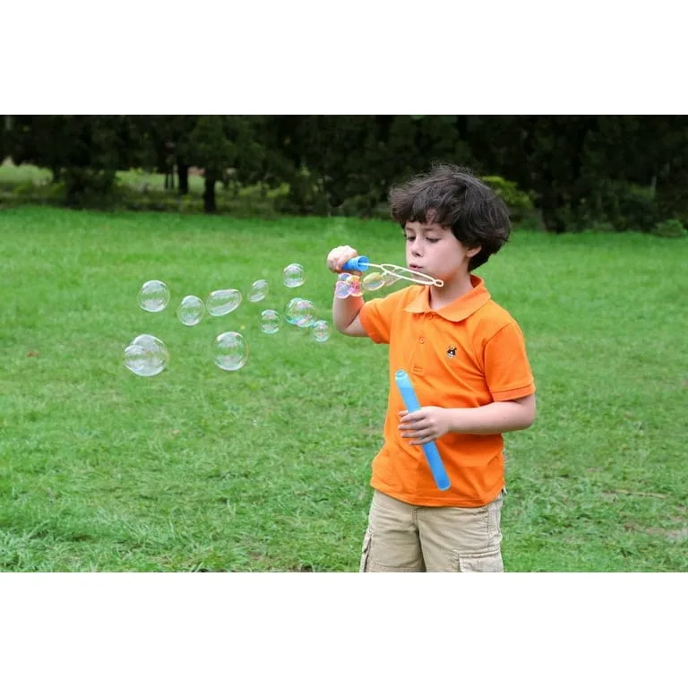 play day bubble maker stick toy with 30 ounce bubble solution, 6 pack, multiple colors, child ages 3+