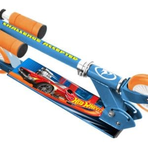 mattel hot wheels 2 wheel child scooter foldable foot brake blue