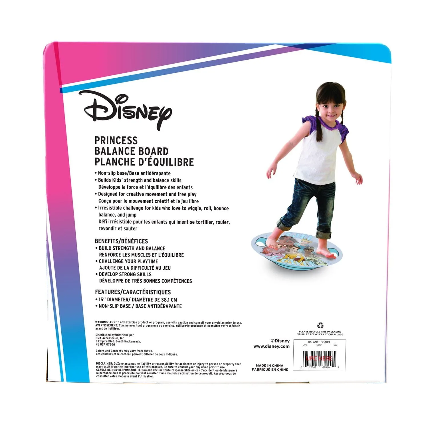 disney girl power princesses balance board – teal/blue, non slip textured surface